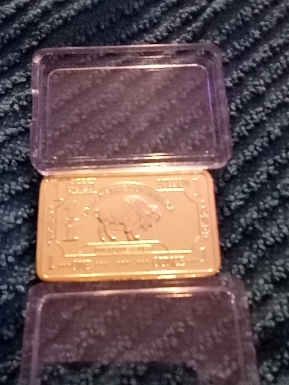 🪙 Gold Bar American Buffalo 1 Troy Oz. 100 mills .999 Fine Gold Clad w/case